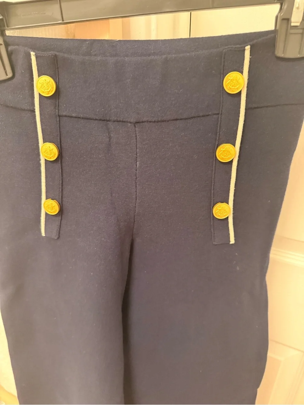 J. Crew Navy Sailor Wide-Leg Pants with Gold Buttons